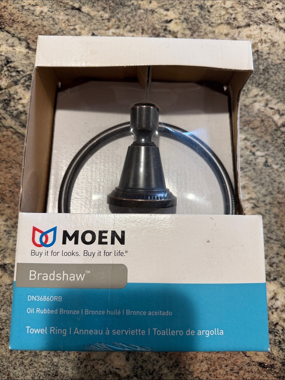 Moen Bradshaw Oil Rubbed Bronze Towel Ring - Dark Bronze Finish